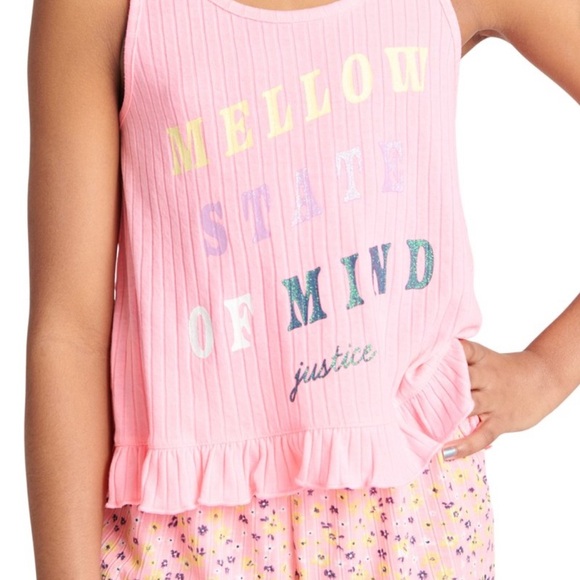 Justice Pink Pajama Set 3 pieceRuffle tank,short Pajama size 16/18 XL - Picture 10 of 13